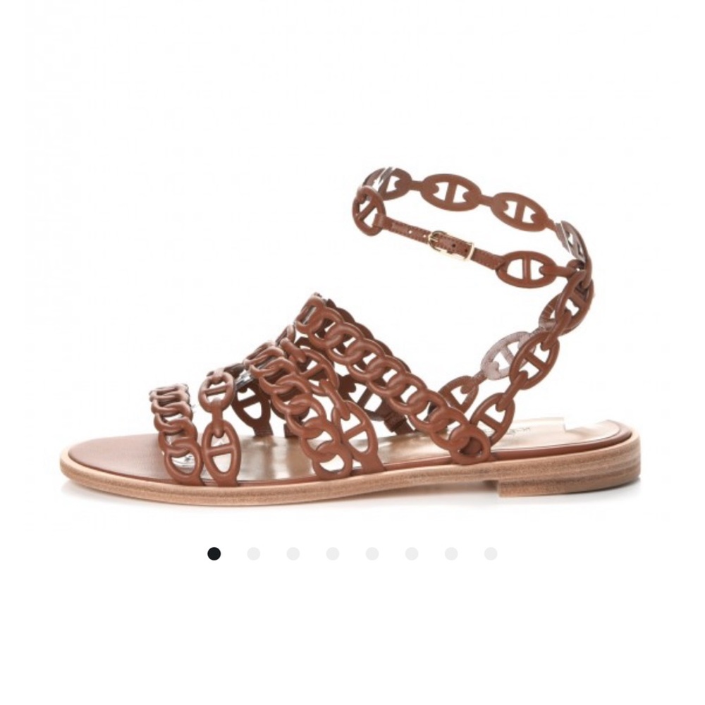 Hermès Kalliste Chaîne d'Ancre Insignia Gladiator Sandals - 10.5 - Brown